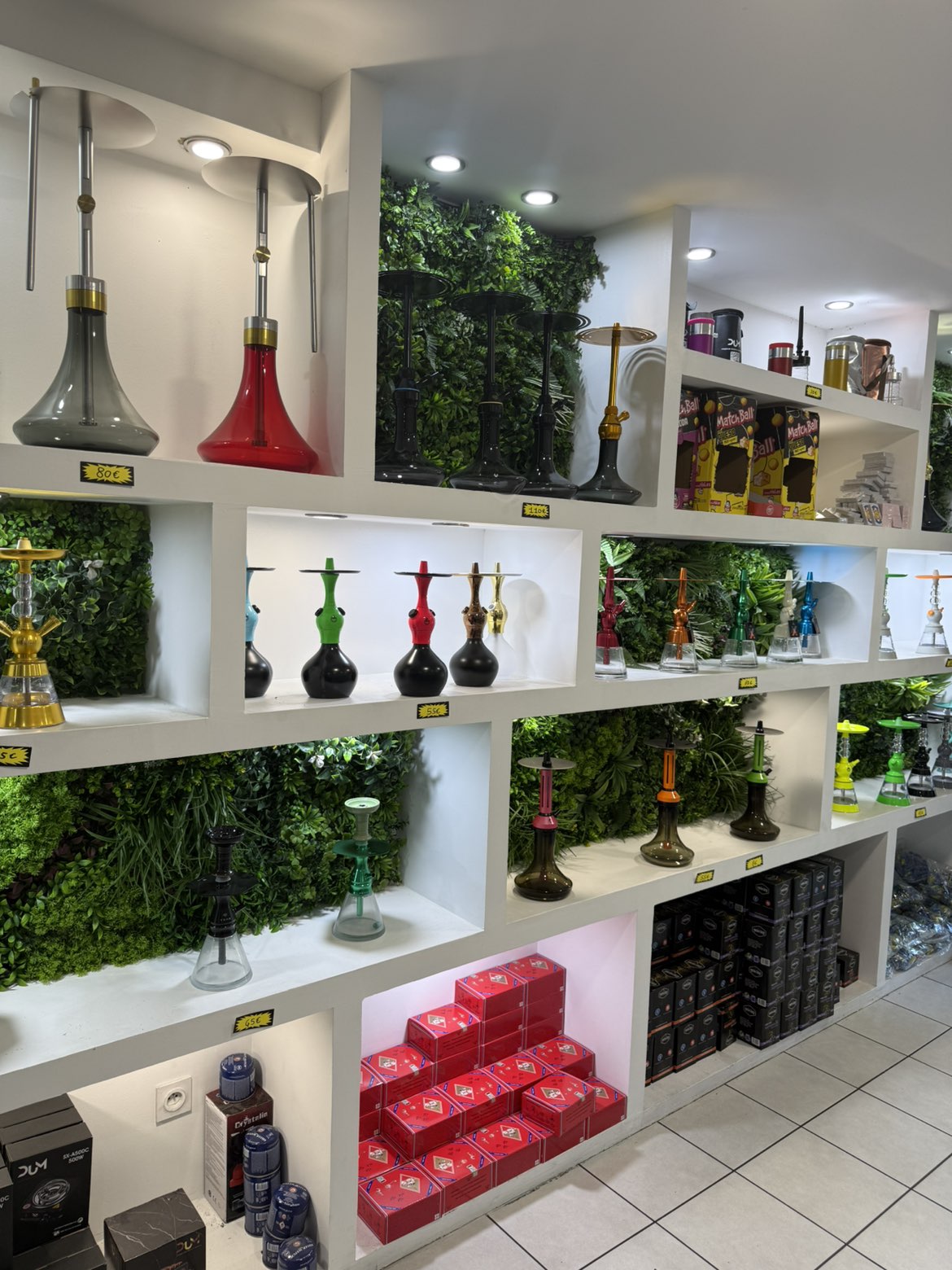 Les rayons chichas de la boutique KingSmoke